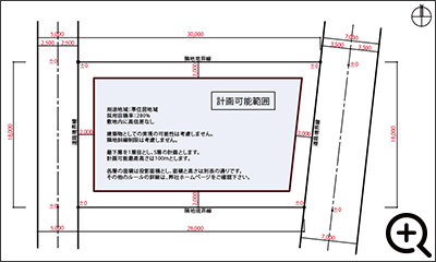 東西に接道する2方向道路