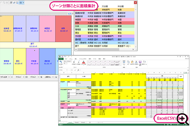 ゾーン分類ごとに面積集計